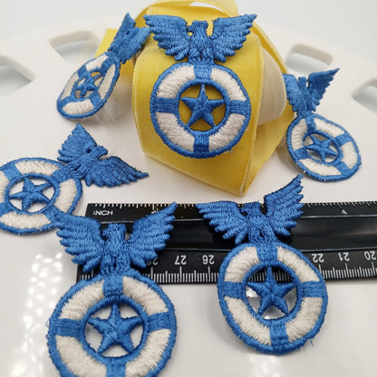 Classic Blue Eagle Vintage White Embroidered Applique Liberty Emblem Lifesaver Star Heraldic Uniform Patches Sewing Embellishments