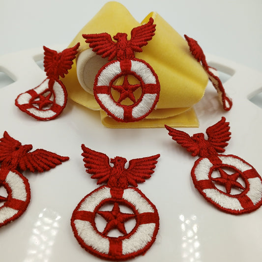 Red Vintage Eagle Embroidered Applique Liberty Emblem Star Lifesaver Heraldic Uniform Patches for Creative Sewing Decorative Embellishments