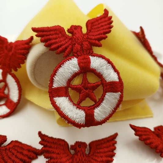 Red Vintage Eagle Embroidered Applique Liberty Emblem Star Lifesaver Heraldic Uniform Patches for Creative Sewing Decorative Embellishments