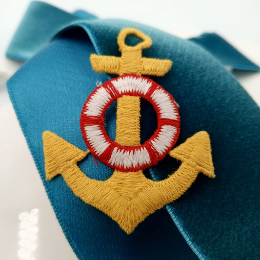 Yellow Anchor white red buoy Marine Decorative Patch Nautical Embroidered Retro Vintage Classic Sailor Anchor Applique Motif Embroidery