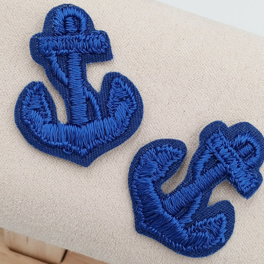 Blue Iron on Anchor Decorative Patch Nautical Embroidered Retro Vintage Classic Sailor Anchor Applique Motif Embroidery for Embellishments