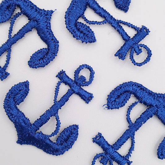 Royal blue Anchor Decorative Patch Nautical Embroidered Retro Vintage Classic Sailor Anchor Applique Motif Embroidery for Embellishments