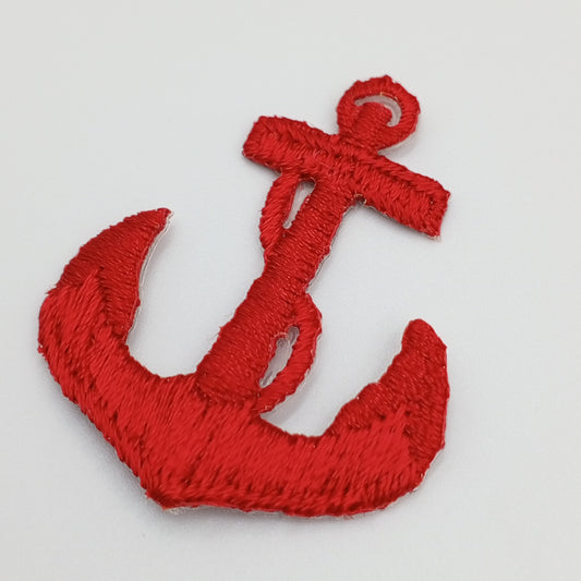 Red Iron on Anchor Decorative Patch Nautical Embroidered Retro Vintage Classic Sailor Anchor Applique Motif Embroidery