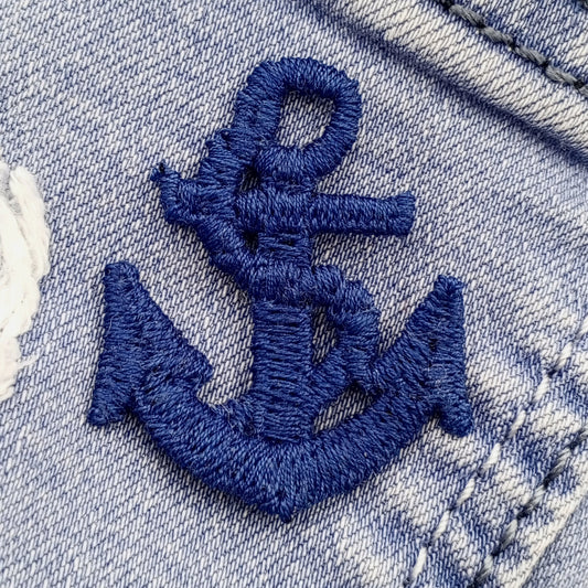 Navy blue Anchor Decorative Patch Nautical Embroidered Retro Vintage Classic Sailor Anchor Applique Motif Embroidery for Embellishments