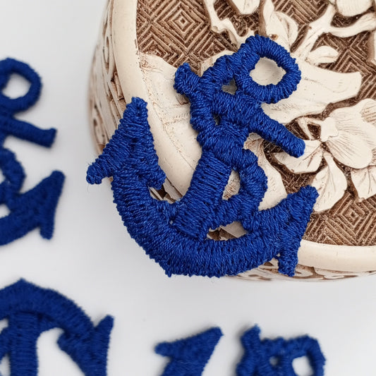Navy blue Anchor Decorative Patch Nautical Embroidered Retro Vintage Classic Sailor Anchor Applique Motif Embroidery for Embellishments