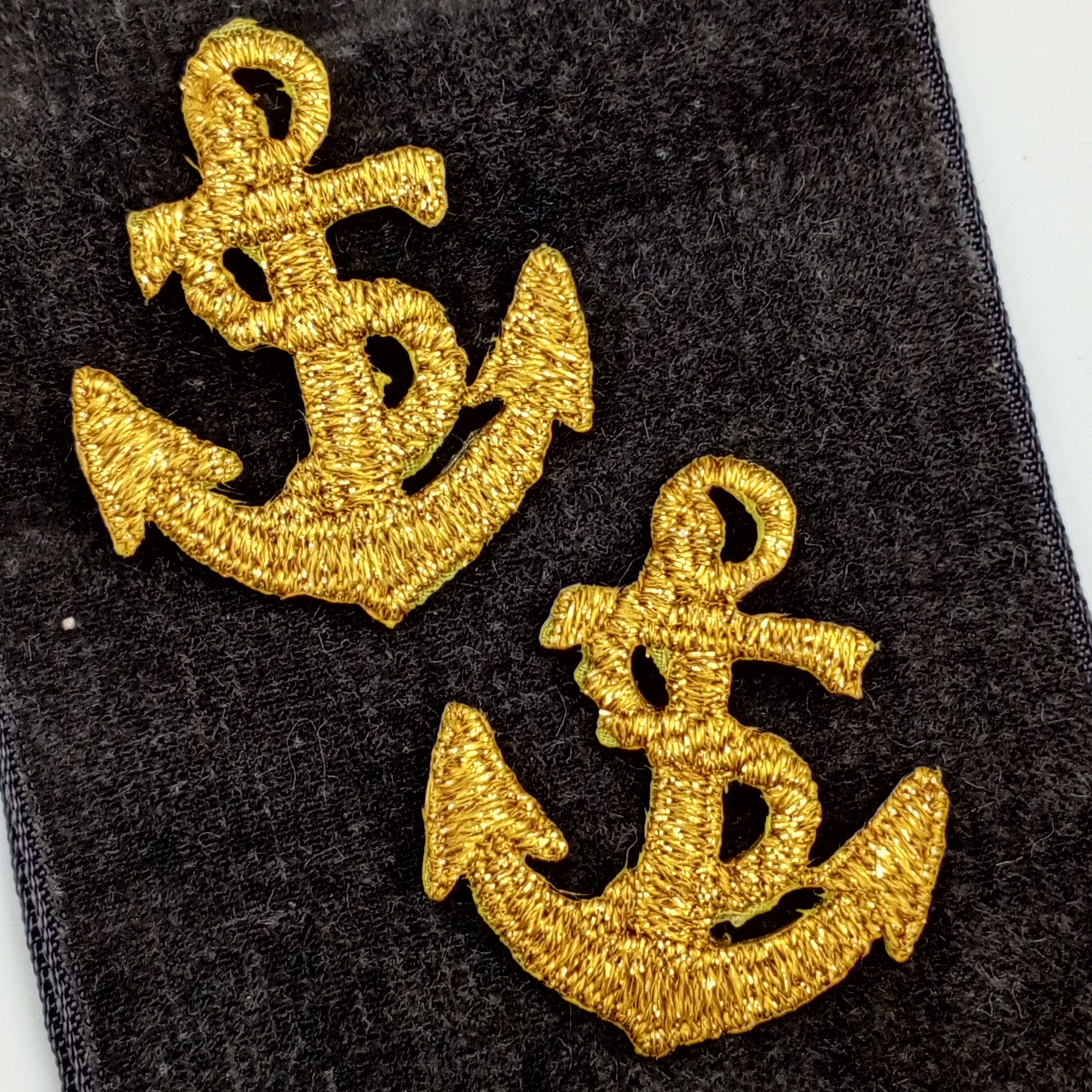 Metallic Gold Anchor Iron-on Decorative Patch Nautical Embroidered Ret ...