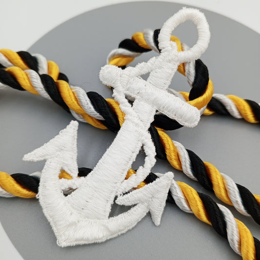 White Anchor Decorative Patch Nautical Embroidered Retro Vintage Classic Sailor Anchor Applique Motif Embroidery for Embellishments