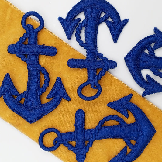 Navy blue Anchor Decorative Patch Nautical Embroidered Retro Vintage Classic Sailor Anchor Applique Motif Embroidery for Embellishments