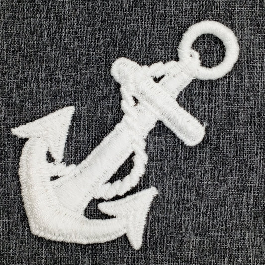 White Anchor Decorative Patch Nautical Embroidered Retro Vintage Classic Sailor Anchor Applique Motif Embroidery for Embellishments