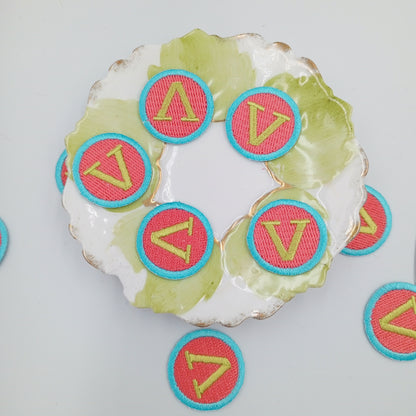 VINTAGE Letter Words Patches blue red V patch Embroidered Appliques #819