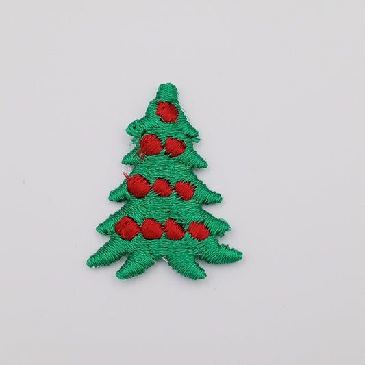 VINTAGE applique red green Christmas tree Patches #352