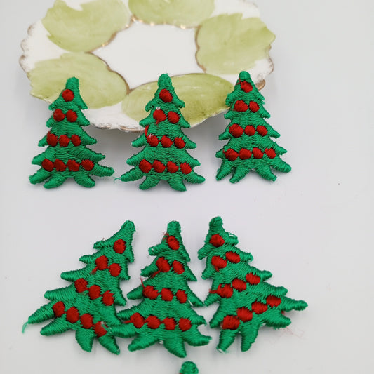 VINTAGE applique red green Christmas tree Patches #352