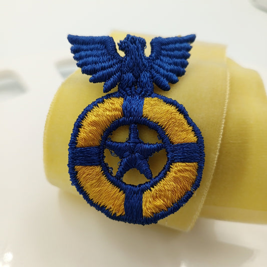 Yellow Royal blue Vintage Eagle Embroidered Applique Liberty Emblem Lifesaver Star Heraldic Uniform Patches Sewing Decorative Embellishments