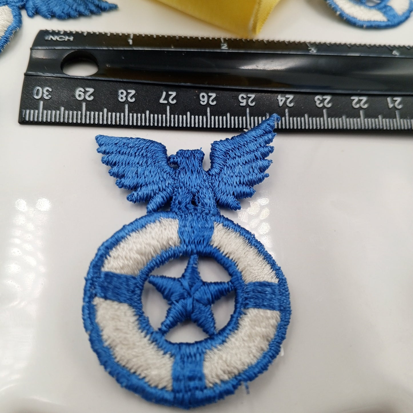 Classic Blue Eagle Vintage White Embroidered Applique Liberty Emblem Lifesaver Star Heraldic Uniform Patches Sewing Embellishments
