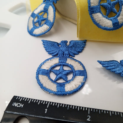 Classic Blue Eagle Vintage White Embroidered Applique Liberty Emblem Lifesaver Star Heraldic Uniform Patches Sewing Embellishments