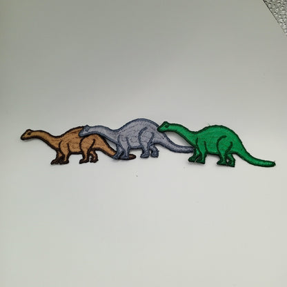 3pcs Brachiosaurus Dinosaur Iron-on Patches Cute Dino Kids Appliques Embroidered Dinosaur Patch Jurassic Green Brown Grey Dinosaurs #524