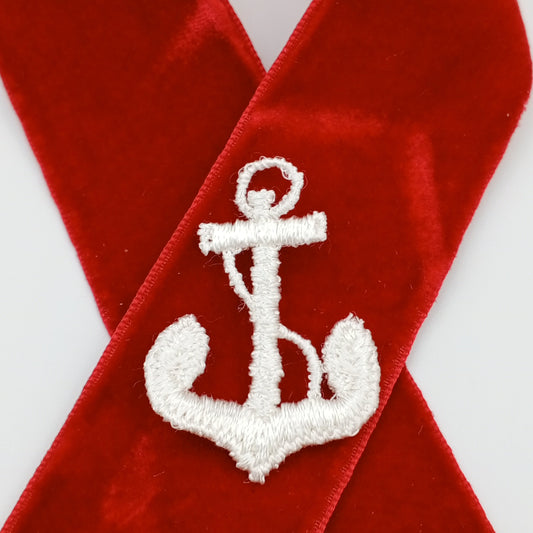 White Anchor Decorative Patch Nautical Embroidered Retro Vintage Classic Sailor Anchor Applique Motif Embroidery for Embellishments
