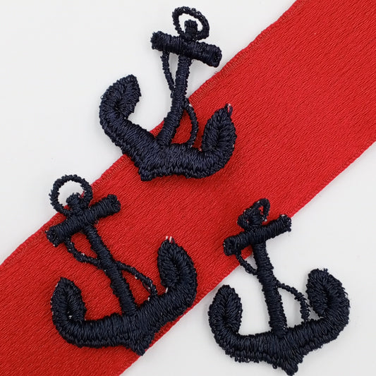 Black Anchor Decorative Patch Nautical Embroidered Retro Vintage Classic Sailor Anchor Applique Motif Embroidery for Embellishments