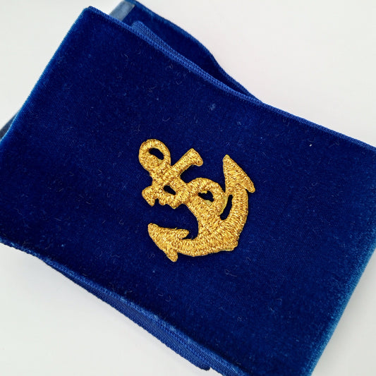 Metallic Gold Anchor Iron-on Decorative Patch Nautical Embroidered Retro Vintage Classic Sailor Anchor Applique Motif Embroidery Patches