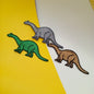 3pcs Brachiosaurus Dinosaur Iron-on Patches Cute Dino Kids Appliques Embroidered Dinosaur Patch Jurassic Green Brown Grey Dinosaurs #524
