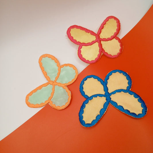 3pcs Vivid Bold Butterflies Iron-on Patch Set Large Vibrant Winged Patches Yellow Orange Blue Butterfly Motif Embellishment #529