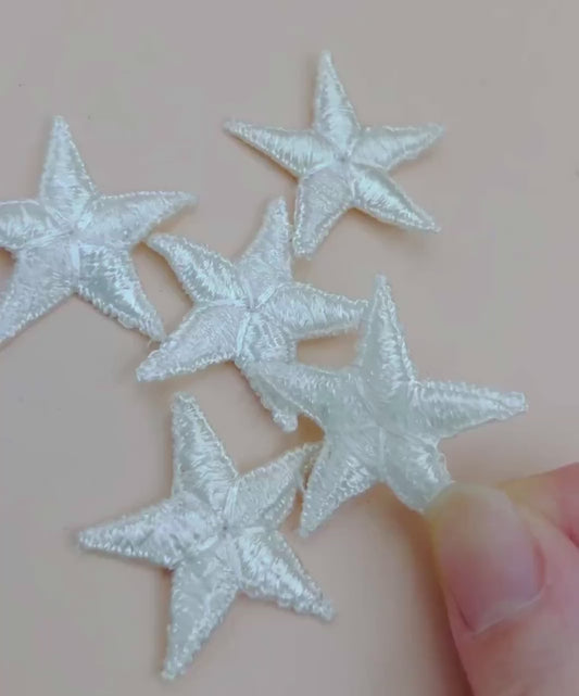 White Stars appliques VINTAGE Sew on Patches for DIY Scrapbook Embellishments and Accents #614