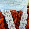 Light Blue Floral Scalloped Stretch Lace Trim 1⅛