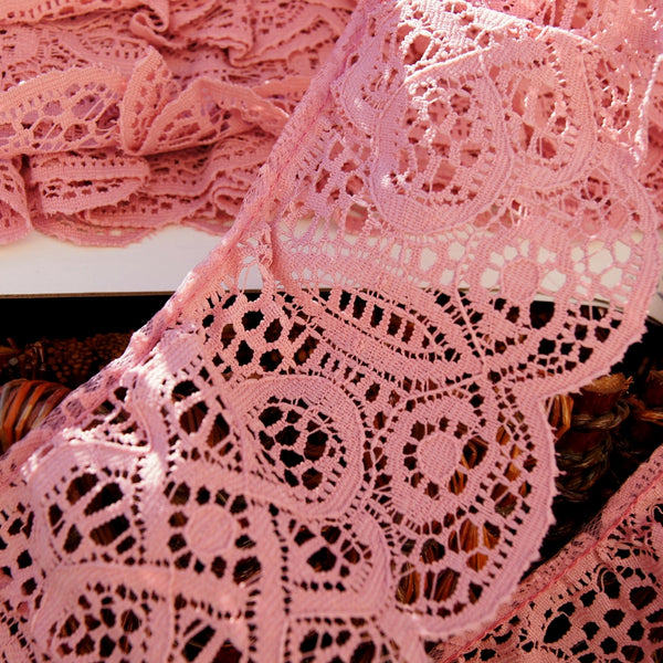 White/Pink Gathered Lace with Ribbon 3.5/9 cm  – The  Lace Co.