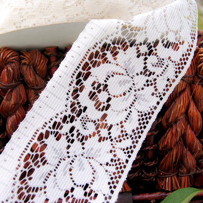 Soft Big Rose Flat Insertion Lace - Off White 3" wide Lace Trim Soft Big Rose Flat Insertion Lace - Off White 3" wide Lace Trim