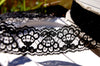 Black Fan Shaped Floral Lace Trim 1⅜