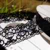 Black Fan Shaped Floral Lace Trim 1⅜