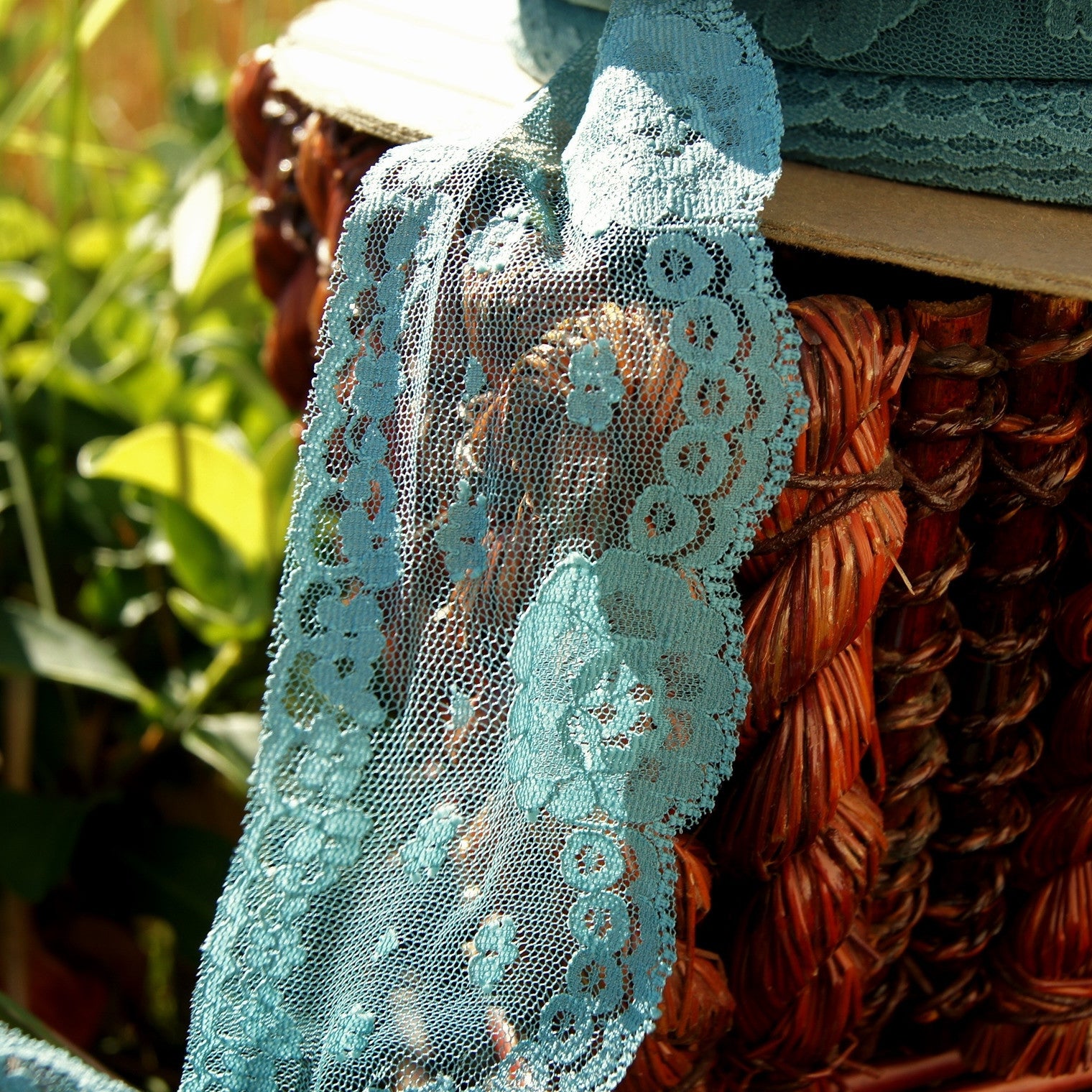 Teal Floral Scalloped Lace Trim 2⅜" wide