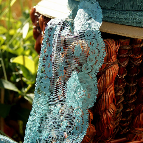 Teal Floral Scalloped Lace Trim 2⅜