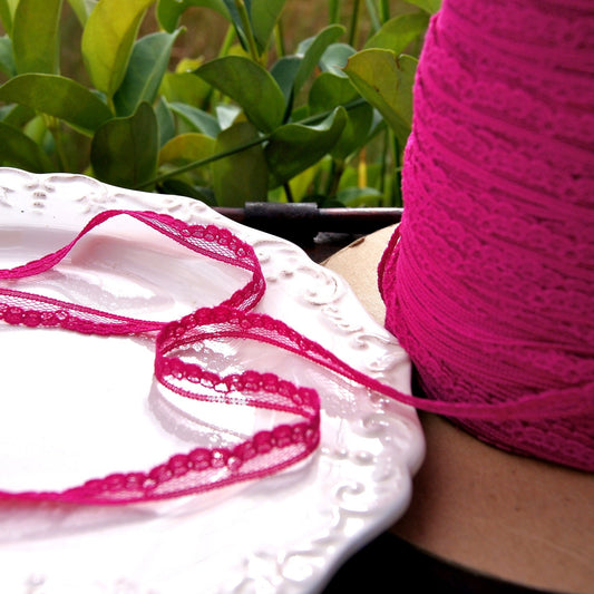 Magenta Scalloped Narrow Lace Edging ⅜" wide