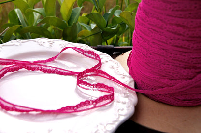 Magenta Scalloped Narrow Lace Edging ⅜" wide