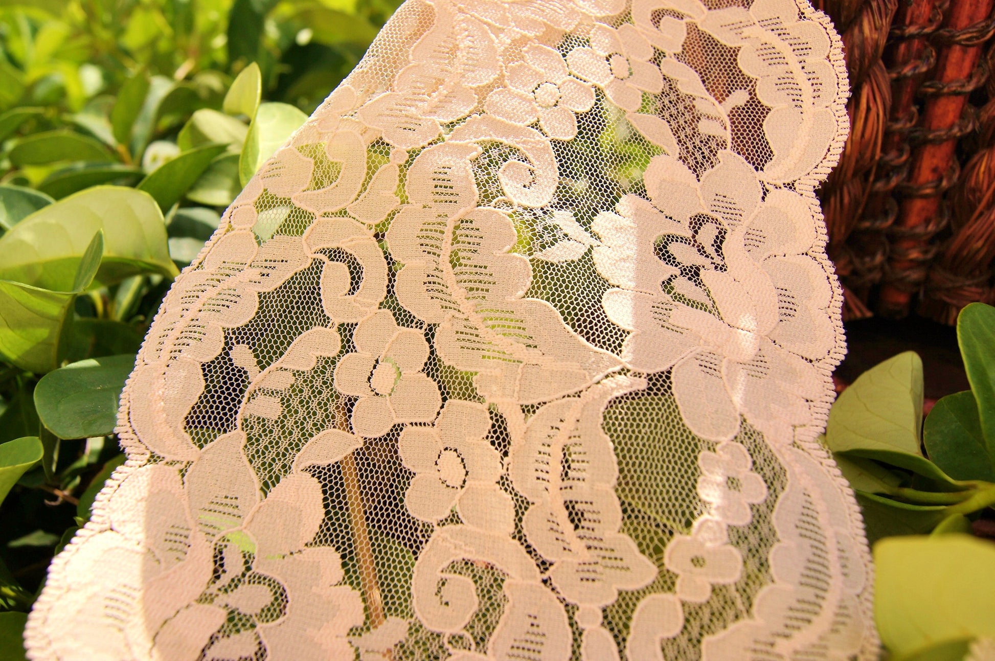 Lovely Floral Galloon Lace Light Peach 5⅛" wide