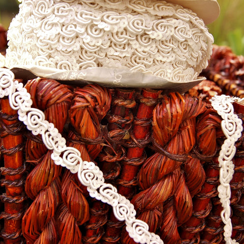 White Sequin Ivory Swirled Braided Trim