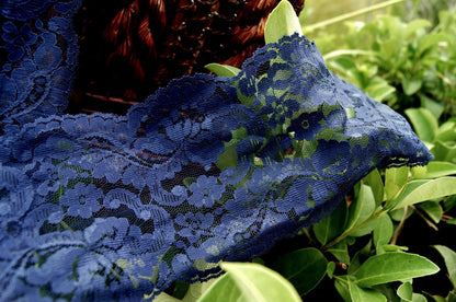 Navy Floral Leaf Galloon Lace
