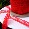 Bright Red Petal Floral Scalloped Lace