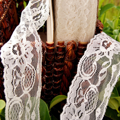 Off White Floral Raschel Lace Trim