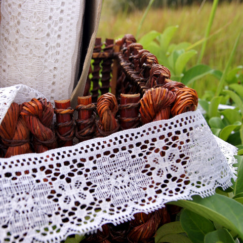 White Floral Picot Edge Vintage Lace Trim