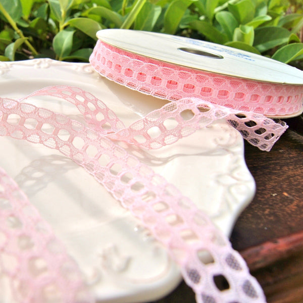 Baby Pink Galloon Beading Lace Trim ⅝ wide