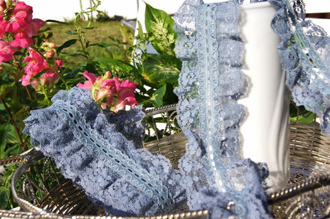 Beading Lace Floral Double Sided Ruffle Lace Trim 