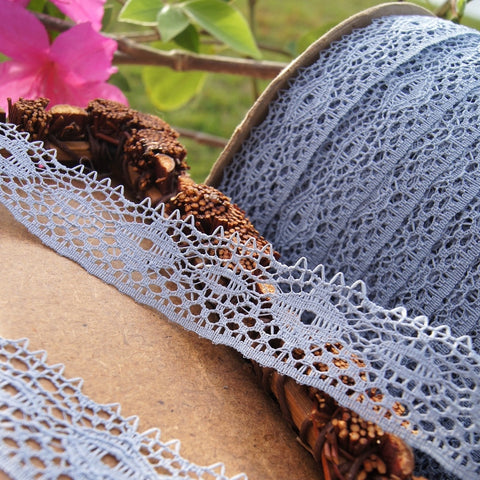Blue Cluny Picot Vintage Lace Trim