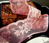 Mauve Roses Scalloped Lace Trim