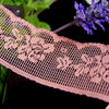 Mauve Pink Roses Scalloped Lace Trim
