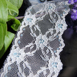 Blue Floral White Lace Trim