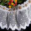 Gold Metallic on White Scalloped Picot Ruffled Lace