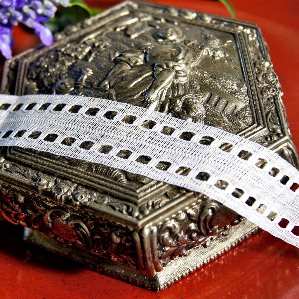 White Double Beading Lace Trim ⅞" wide