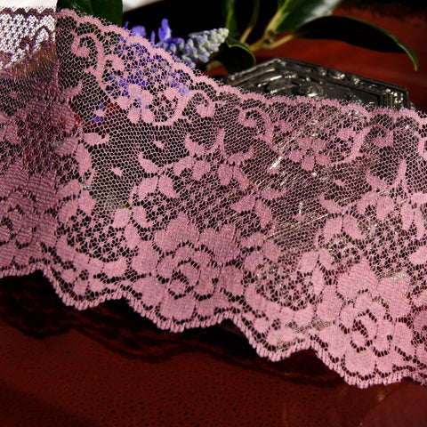 Dusty Rose Floral Lace Trim